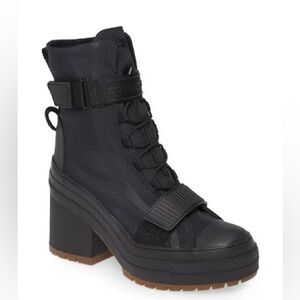 Converse Black Lace-Up Chunky Heel Boots